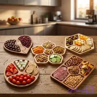سینی اردوخوری چوبی پذیرایی 5 عددی در 5 طرح