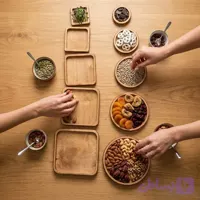 2 مجموعه 5 عددی سینی چوبی دایره و مربع ( 10 تیکه )