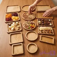 3 مجموعه 5 عددی سینی چوبی دایره مربع مستطیل ( 15 تیکه )