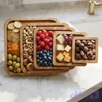 سینی چوبی 5 عددی مربع 0105