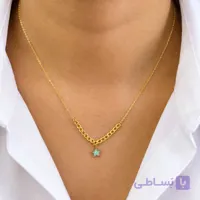 گردنبند کارتیه با آویز ستاره میناکاری فیروزه‌ای | طراحی تلفیقی، ترندی و دخترانه