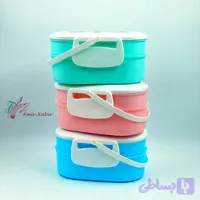 ظرف غذا 2 طبقه دسته دار بیضی