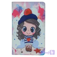 کیف کلاسوری تبلت سامسونگ (X205/X200) Galaxy Tab A8 مدل دختر زیبا با کلاه پوم‌پوم طرح دار فانتزی چرمی دوردوخت 10.5 اینچ