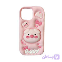قاب عروسکی سیلیکونی ایفون 15 پرو مکس مدل خوک piggy