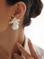 گوشواره زنانه صدف و مروارید نانو رنگ ثابت