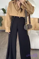 شلوار پارچه ای زنانه بگ برش دار وارداتی ترک