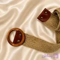 کمربند زنانه کنفی ۵ سانت سگک گرد چوبی کد008
