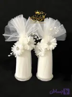 قندساب عقد گل سفید نگین سنگ کد ۰۰۲