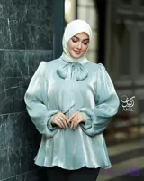 شومیز حریر ابریشم اماراتی رنگ نقرابی