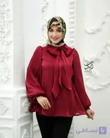 شومیز حریر ابریشم اماراتی رنگ قرمز