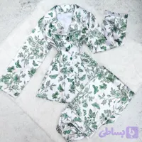 ست بلوز شلوار راحتی ساتن طرح گاردن