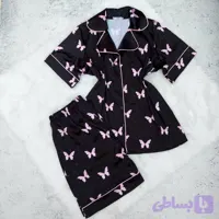 بلوز‌ شورتک ساتن زنانه طرح پروانه