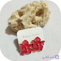 گوشواره میناکاری مدل میخی طرح گل در سه رنگ