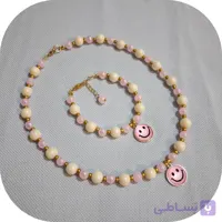 گردنبند و دستبند مهره ای با آویز طرح کتی دستساز