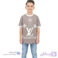 تیشرت لش پسرانه طرح لوزی گل‌دار لوکس با لبهٔ سفید ۶ تا ۱۵ سال | لندمارک