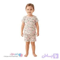 ست تیشرت و شلوارک نوزادی طرح گل و توت فرنگی وارداتی | لباس راحتی نخی
