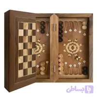 تخته نرد و شطرنج چهل سانتی چوب گردو رنگ مات طرح ستاره 1
