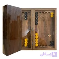 تخته نرد تک بازی تمام ریشه چوب گردو طرح ریشه براق قرینه 2