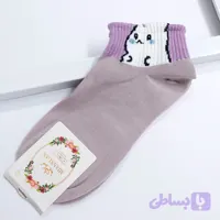 جوراب نیم ساق فانتزی دخترانه رنگ یاسی طرح (خرگوش) 20088