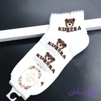 جوراب نیم ساق فانتزی دخترانه رنگ سفید طرح (خرس KUBEBA) 20088