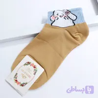 جوراب نیم ساق فانتزی دخترانه رنگ خردلی طرح (ببعی) 20088
