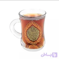 استکان کمر باریک دسته دار ست ۶ عددی ،مزین به ان فاطمه الصدیقة الشهیده