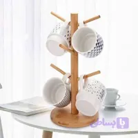 استند لیوان چوبی پایه گرد نایس وود کد 673 | آویز ماگ کیفیت عالی
