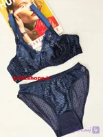 ست لباس زیر فانتزی مخمل و‌ گیپور زنانه طرح کبریتی رنگ مشکی