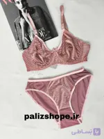 ست لباس زیر فانتزی زنانه مخملی طرح کبریتی رنگ کالباسی