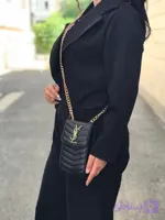 کیف موبایلی زنانه YSL مشکی زنجیردار وارداتی