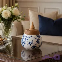 ظرف آجیل خوری سرامیکی با درب چوبی | خرید از رونیاس شاپ