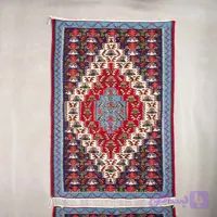 پشتی گلیمی سنندج با نقشه ماهی درهم | جفت پشتی دستبافت کردی