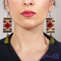 گوشواره گلیمی دستبافت منگوله دار | زیورآلات سنتی