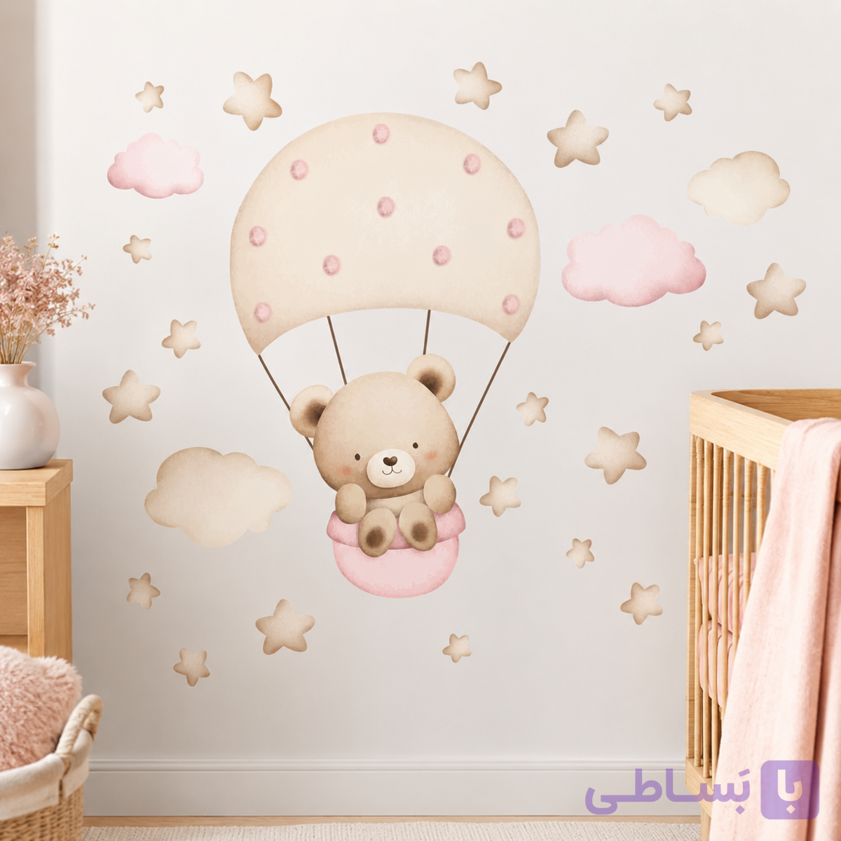 برچسب دیواری اتاق کودک - تدی کوچولو ( تم نسکافه ای ) - کد W168G