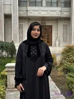 پیراهن عبایی مشکی کرپ الیزه (مجلسی) روشنک