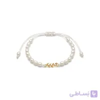 دستبند طلا و نخ مروارید برگ زیتون