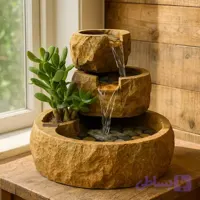 آبنما رومیزی سه طبقه سنگدانه کد AB32 با گیاه یشم