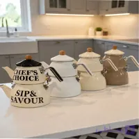 کتری قوری لعابی دسته چوبی شاهین ترکیه