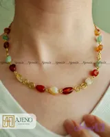 گردنبند سنگ آونتورین، کارنلین و سیترین طرح پاییز