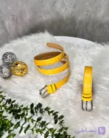 کمربند زنانه دخترانه اسپرت و مجلسی باریک زرد