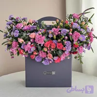 باکس گل یاسی بنفش دسته دار کد 422