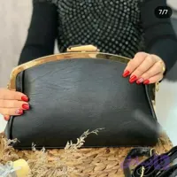 کیف مجلسی زنانه دستی و دوشی دهنه دار چرم شسته درجه 1 با ضمانت