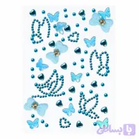 نگین چسبی پینترستی آبی مدل پروانه و قلب