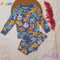 ست H&Mتیشرت آستین بلند وشلوار نخی pokemon آبی کد۲
