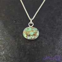 پلاک گردنبند زنانه فیروزه نیشابور پایه نقره کد 973