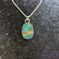 پلاک گردنبند زنانه فیروزه نیشابور پایه نقره کد 975