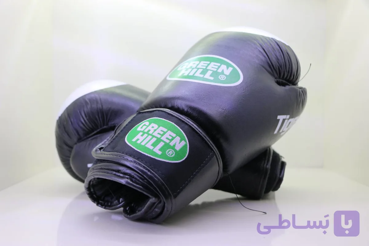 دستکش بوکس چرم طبیعی مارک گرین هیل مشکی سایز 12