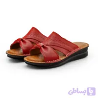 صندل طبی زنانه راحتی چرم طبیعی گاوی دوردوخت مدل ابرا نسکافه ای