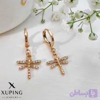 گوشواره سنجاقک نگین دار دخترانه طرح طلا ژوپینگ