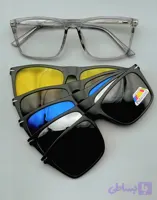 عینک طبی مگنتی ۵ کاوردار کد ۱۲۰۶ استیت شفاف طوسی مدل مستطیلی